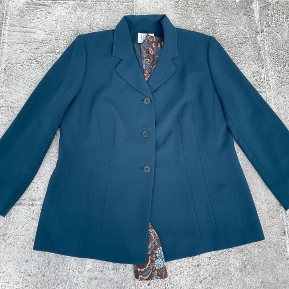 Le Suit Jackets & Blazers - Le Suit Women Blazer Blue Coat Jacket With Scarf New w/ Tag Size 16 $240